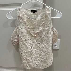 Express Women's Ivory Lace Cold Shoulder Blouse